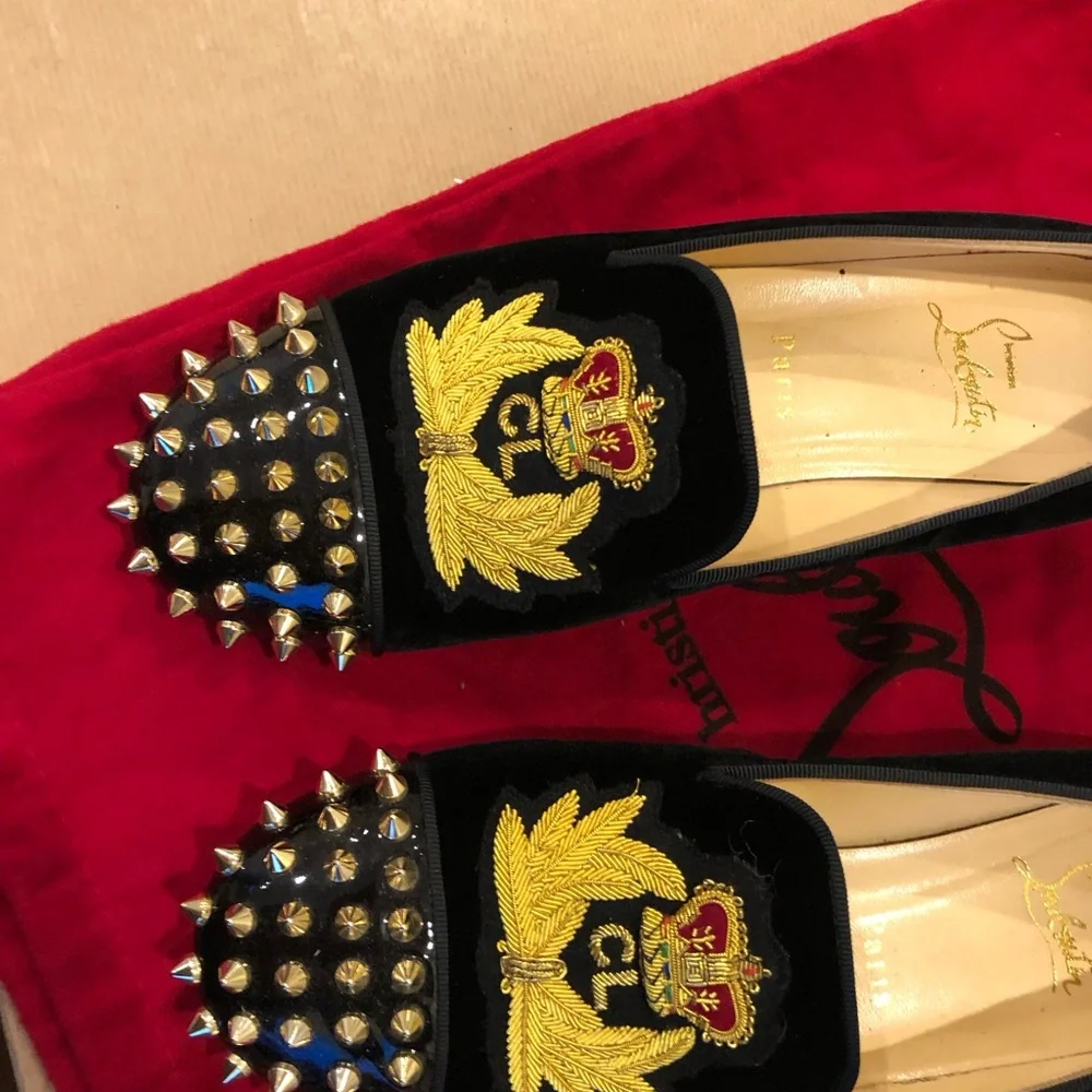 Christian Louboutin gold spikes beatiful loafers good pre own condition 39 - Picture 9 of 15